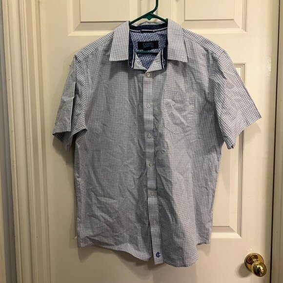 Cody James Core Men’s White & Blue Pattern Short Sleeve Western Shirt Medium - Picture 1 of 6
